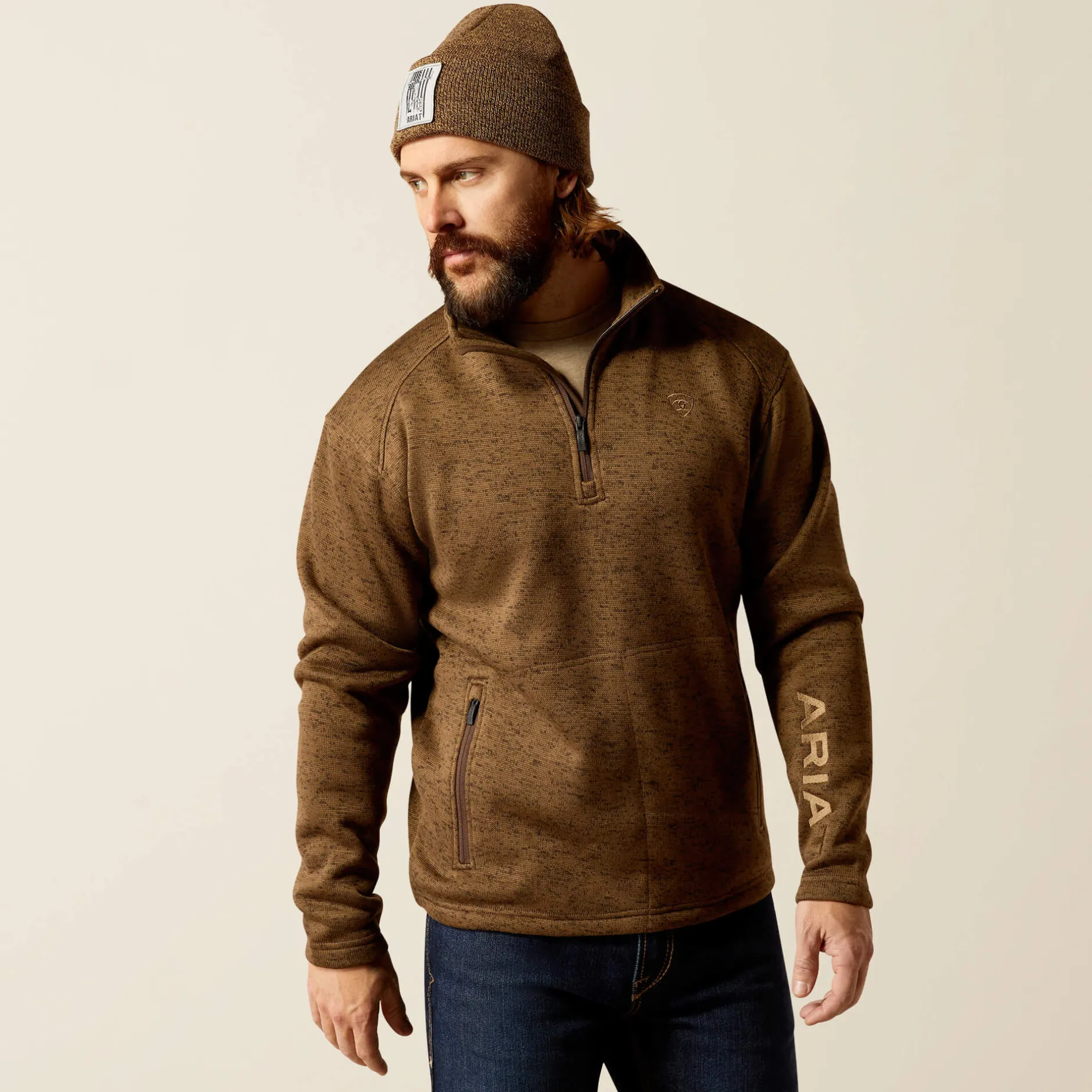 Ariat Hoodies & Sweatshirts|Sweatshirts & Hoodies*Caldwell Logo 1/4 Zip Sweater DARK BROWN HEATHER