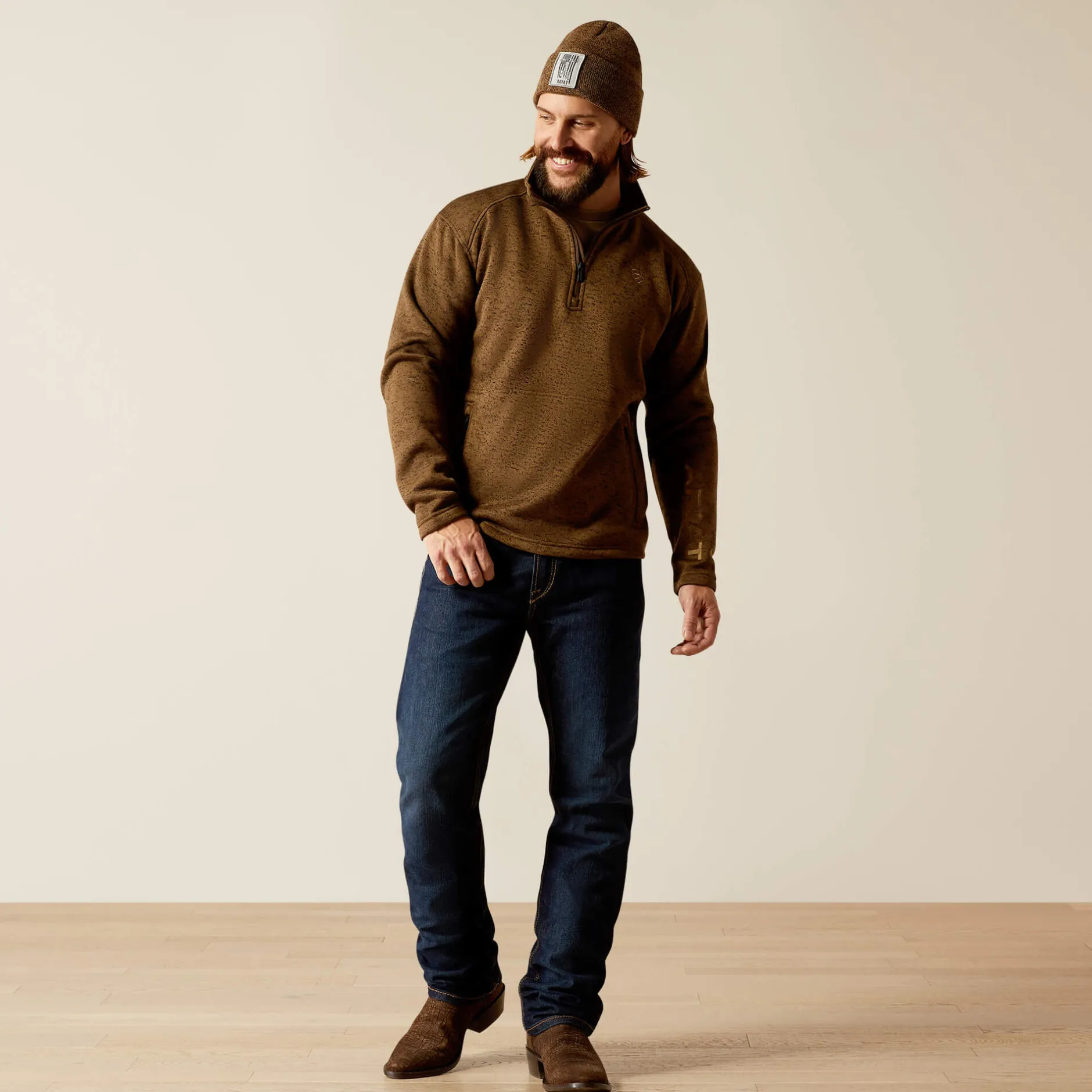 Ariat Hoodies & Sweatshirts|Sweatshirts & Hoodies*Caldwell Logo 1/4 Zip Sweater DARK BROWN HEATHER