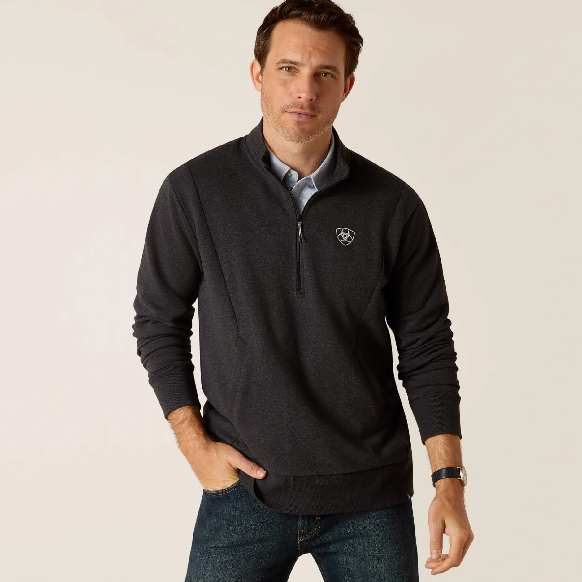 Ariat Sweatshirts & Hoodies*Friday Cotton 1/2 Zip Sweatshirt HEATHER CHARCOAL