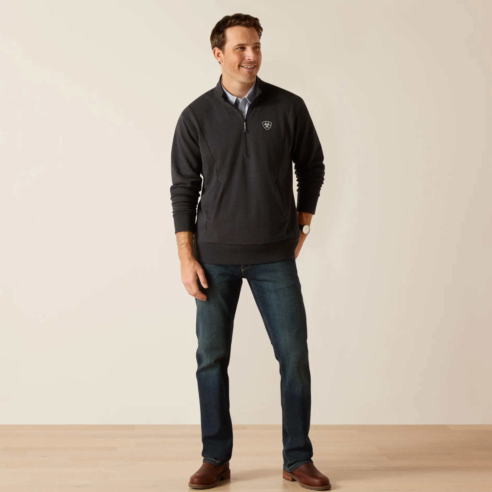 Ariat Sweatshirts & Hoodies*Friday Cotton 1/2 Zip Sweatshirt HEATHER CHARCOAL