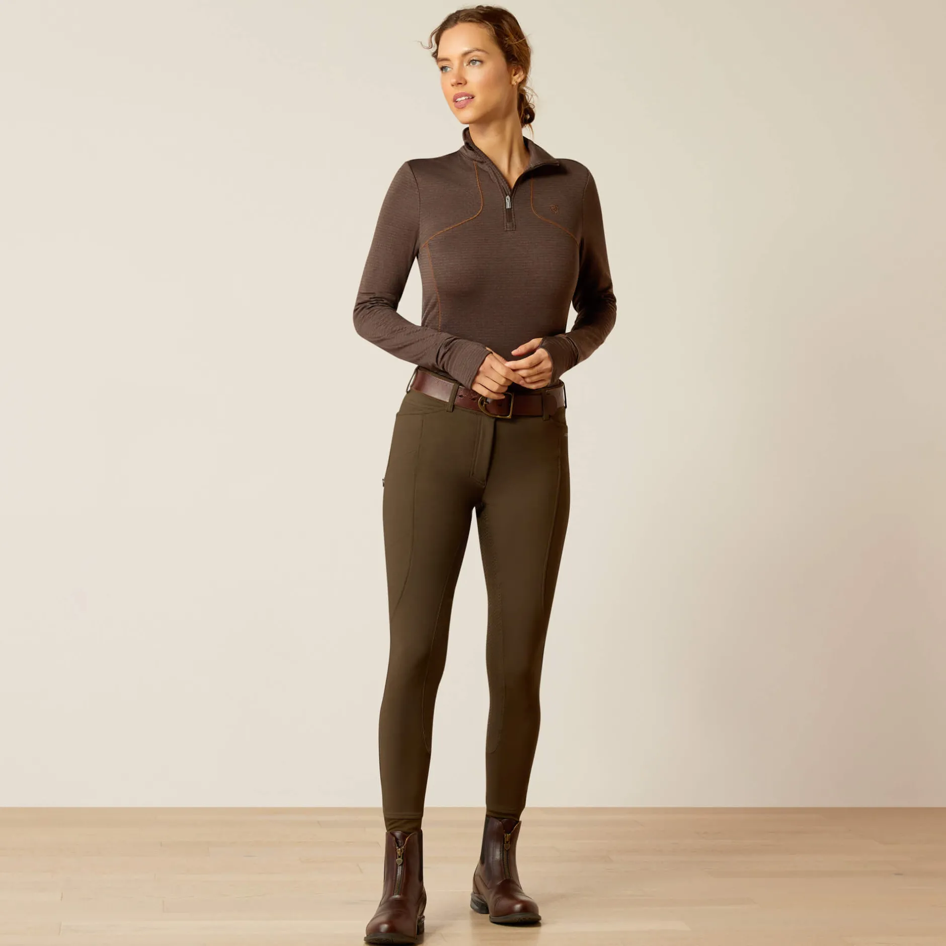 Ariat Oberteile & T-Shirts*Gridwork 1/4 Zip Baselayer MOLE HEATHER