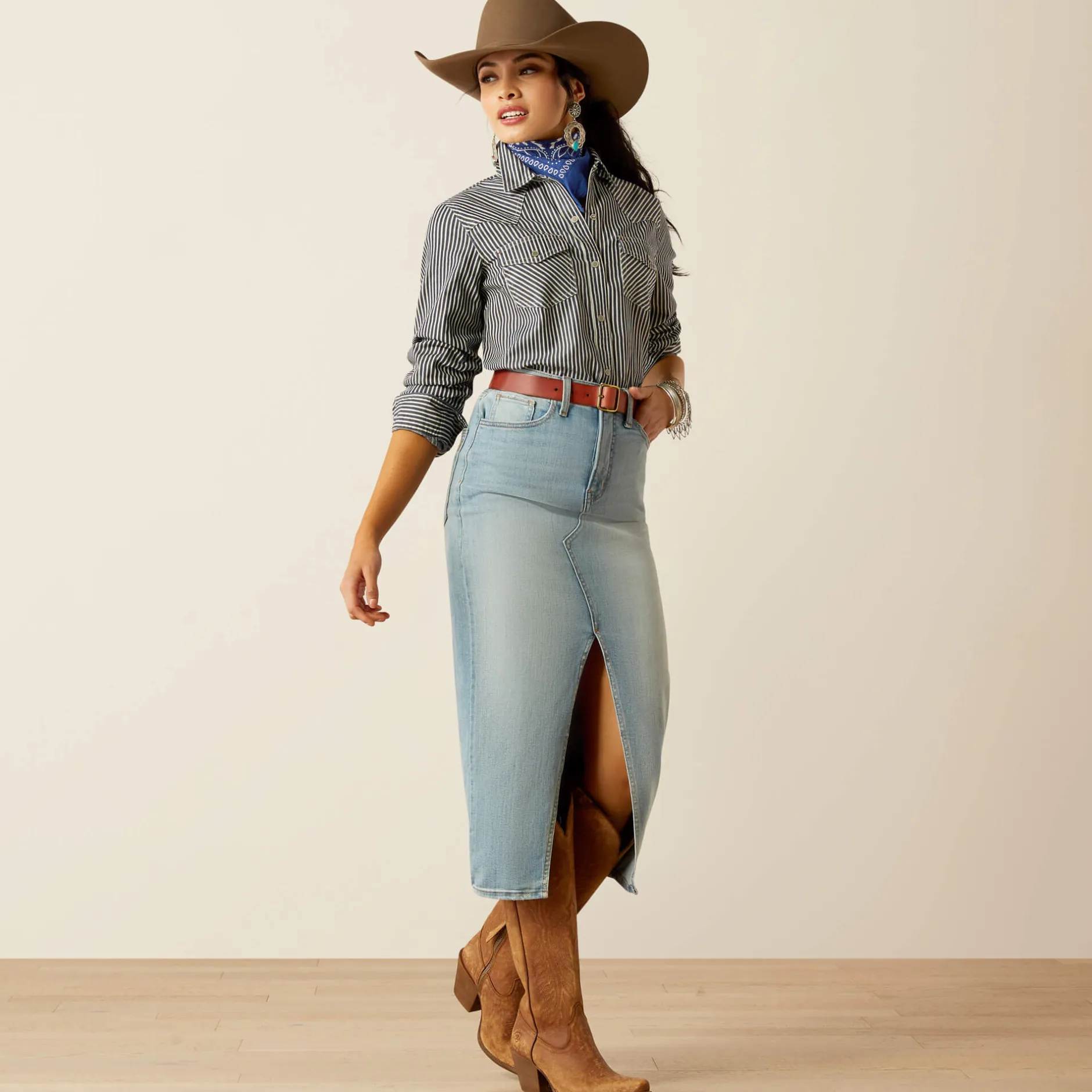 Ariat Westernhemden|Oberteile & T-Shirts*Railroad Stripe Western Shirt INDIGO STRIPE