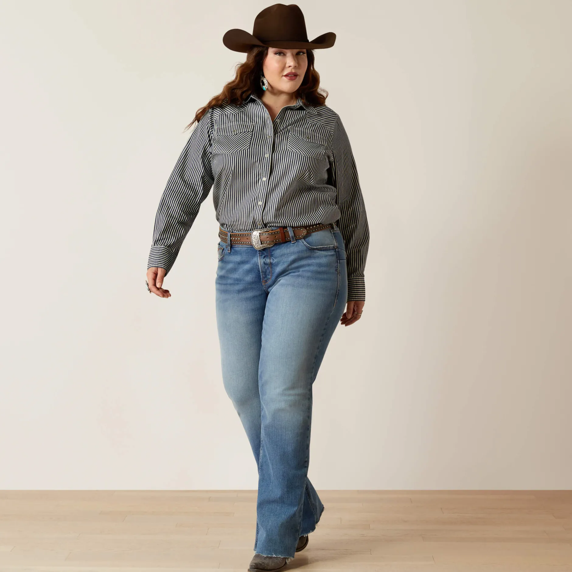Ariat Westernhemden|Oberteile & T-Shirts*Railroad Stripe Western Shirt INDIGO STRIPE