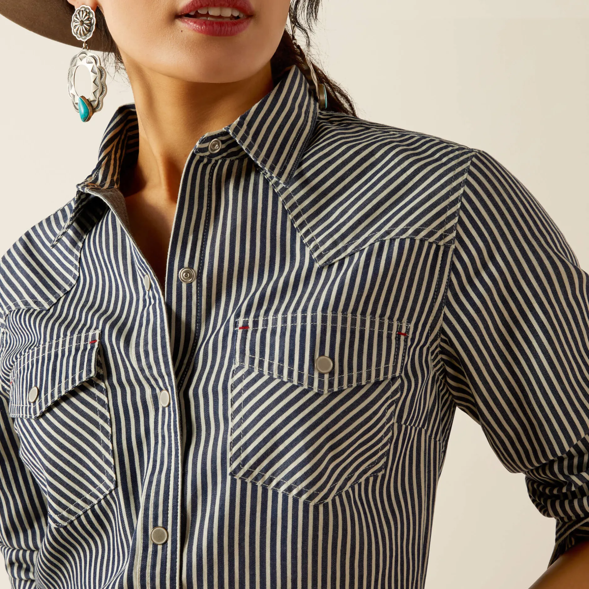 Ariat Westernhemden|Oberteile & T-Shirts*Railroad Stripe Western Shirt INDIGO STRIPE
