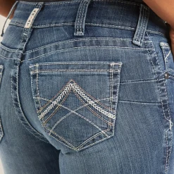 Ariat Denim|Denim*R.E.A.L. Mid Rise Icon Stackable Straight Leg Jean RAINSTORM