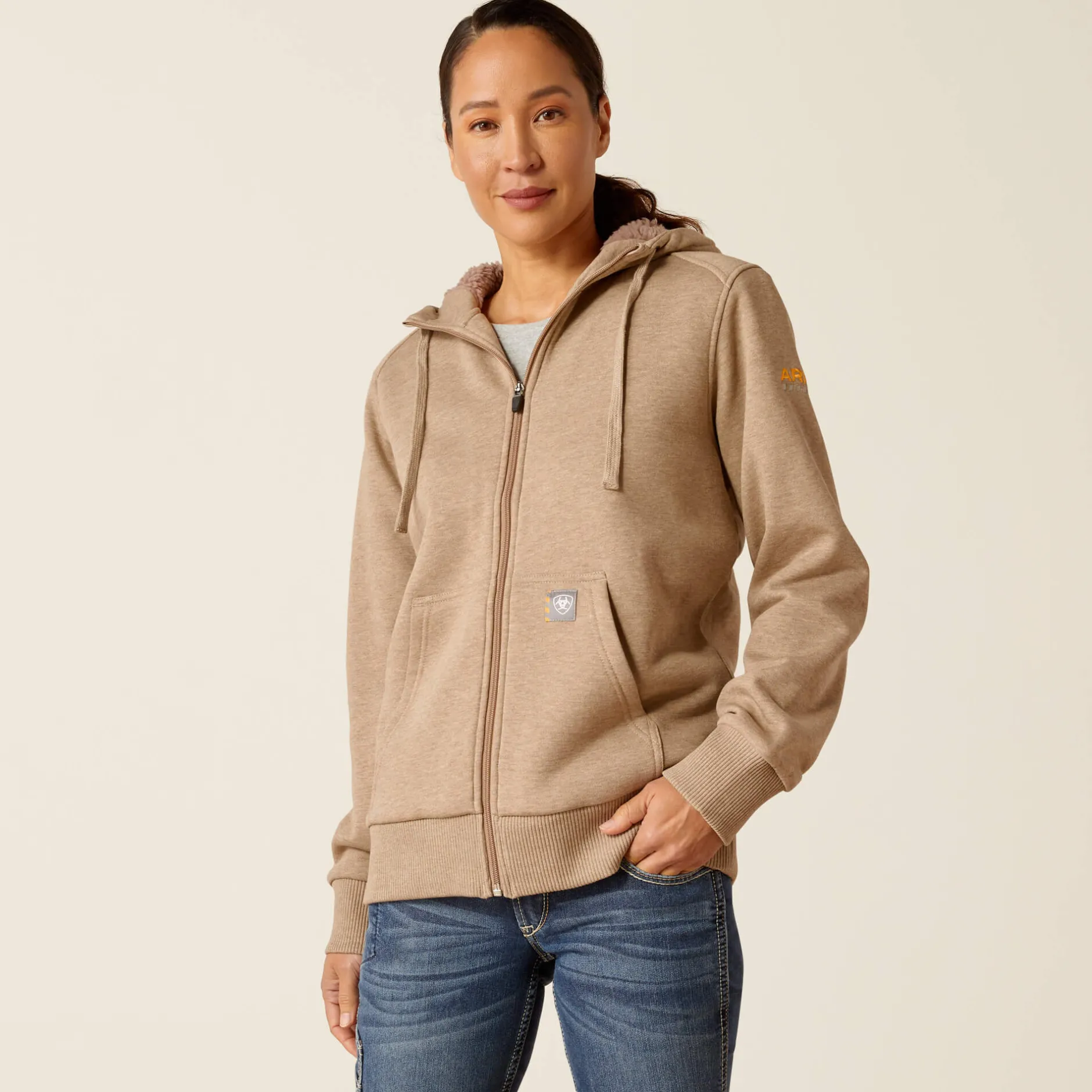Ariat Hoodies & Sweatshirts|Work*Rebar All-Weather Sherpa Full Zip Hoodie OATMEAL HEATHER