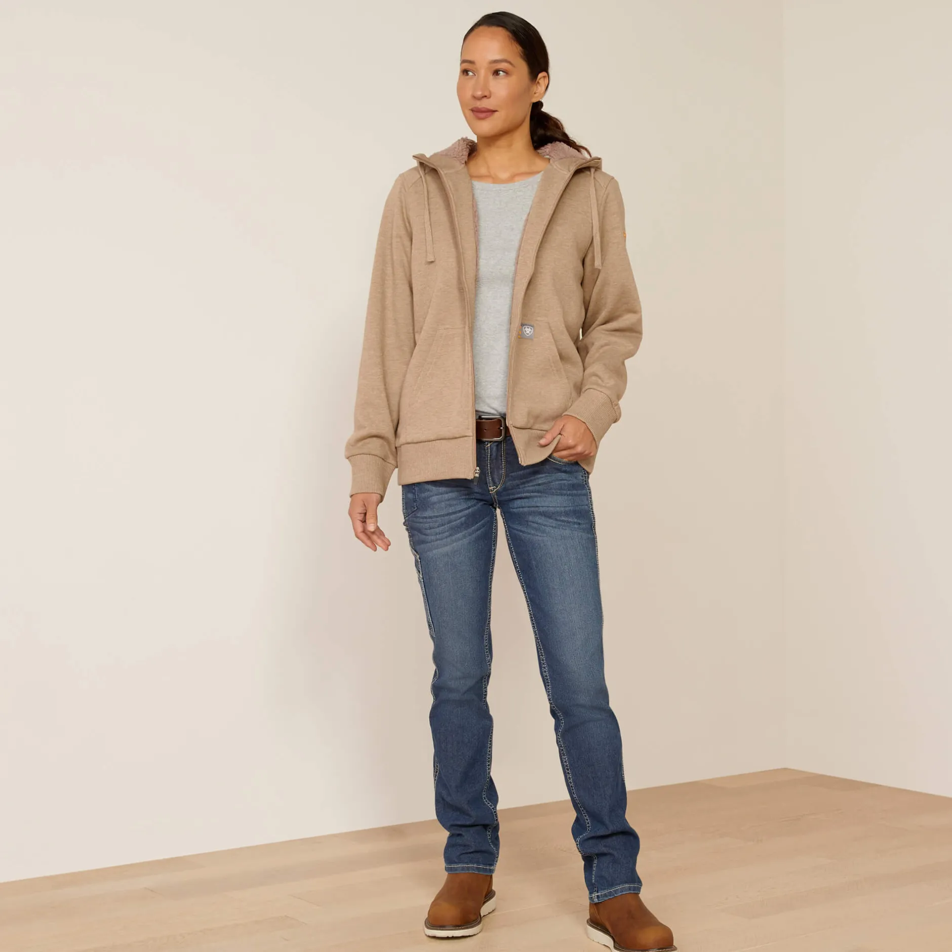 Ariat Hoodies & Sweatshirts|Work*Rebar All-Weather Sherpa Full Zip Hoodie OATMEAL HEATHER