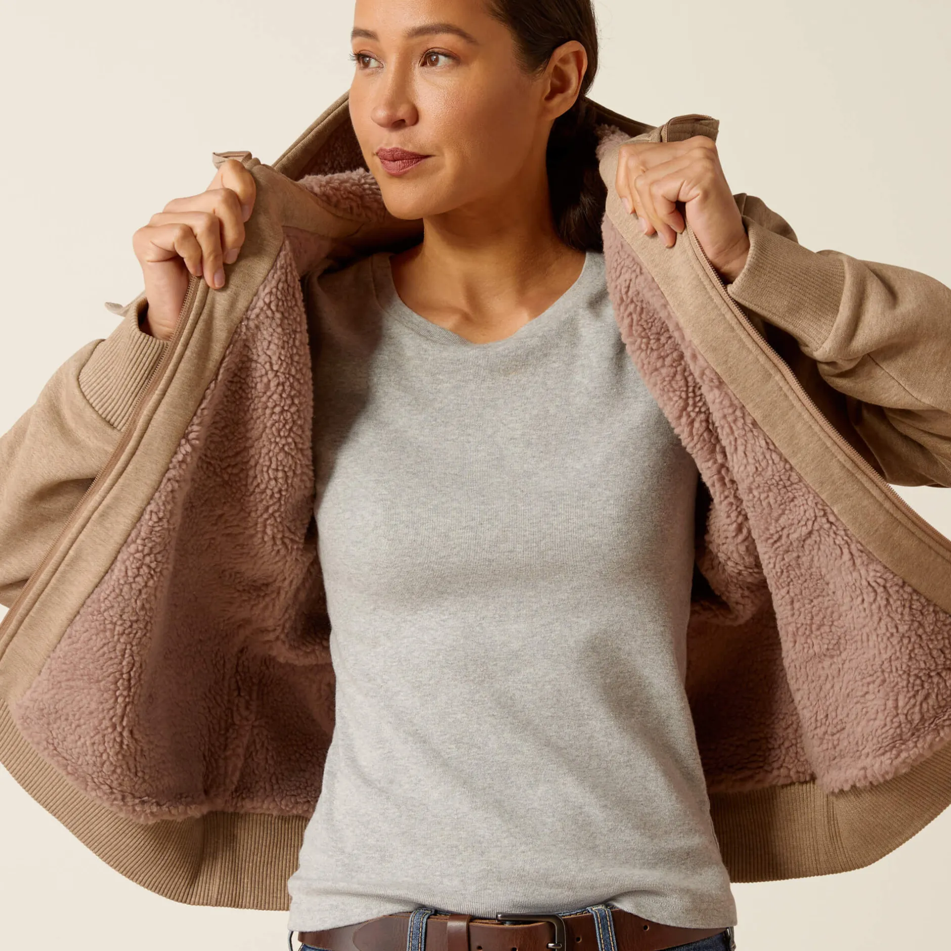 Ariat Hoodies & Sweatshirts|Work*Rebar All-Weather Sherpa Full Zip Hoodie OATMEAL HEATHER