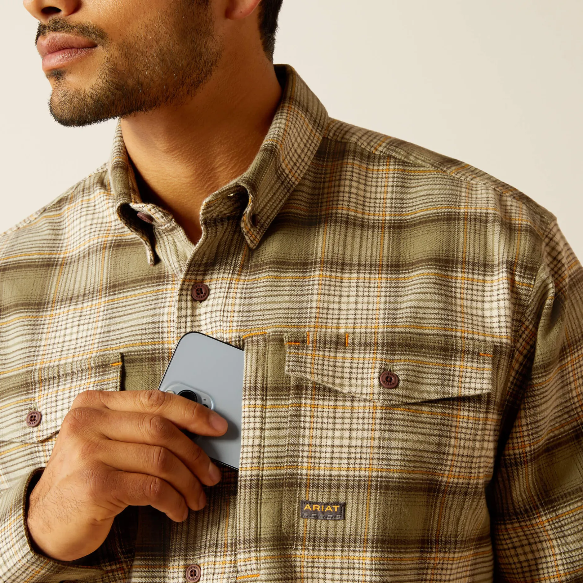 Ariat Tops & T-Shirts|Work*Rebar Flannel DuraStretch Work Shirt DEEP LICHEN
