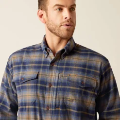 Ariat Tops & T-Shirts|Work*Rebar Flannel DuraStretch Work Shirt NAVY & KHAKI