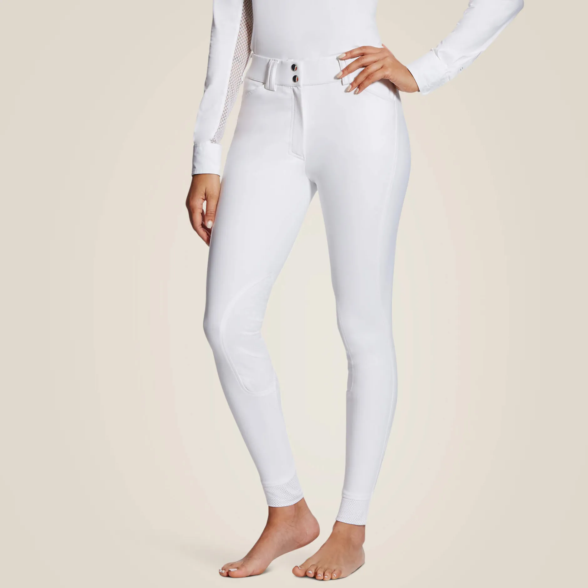 Ariat Reithosen- & Leggings|Turnierbekleidung*Tri Factor Grip Knee Patch Breech WHITE