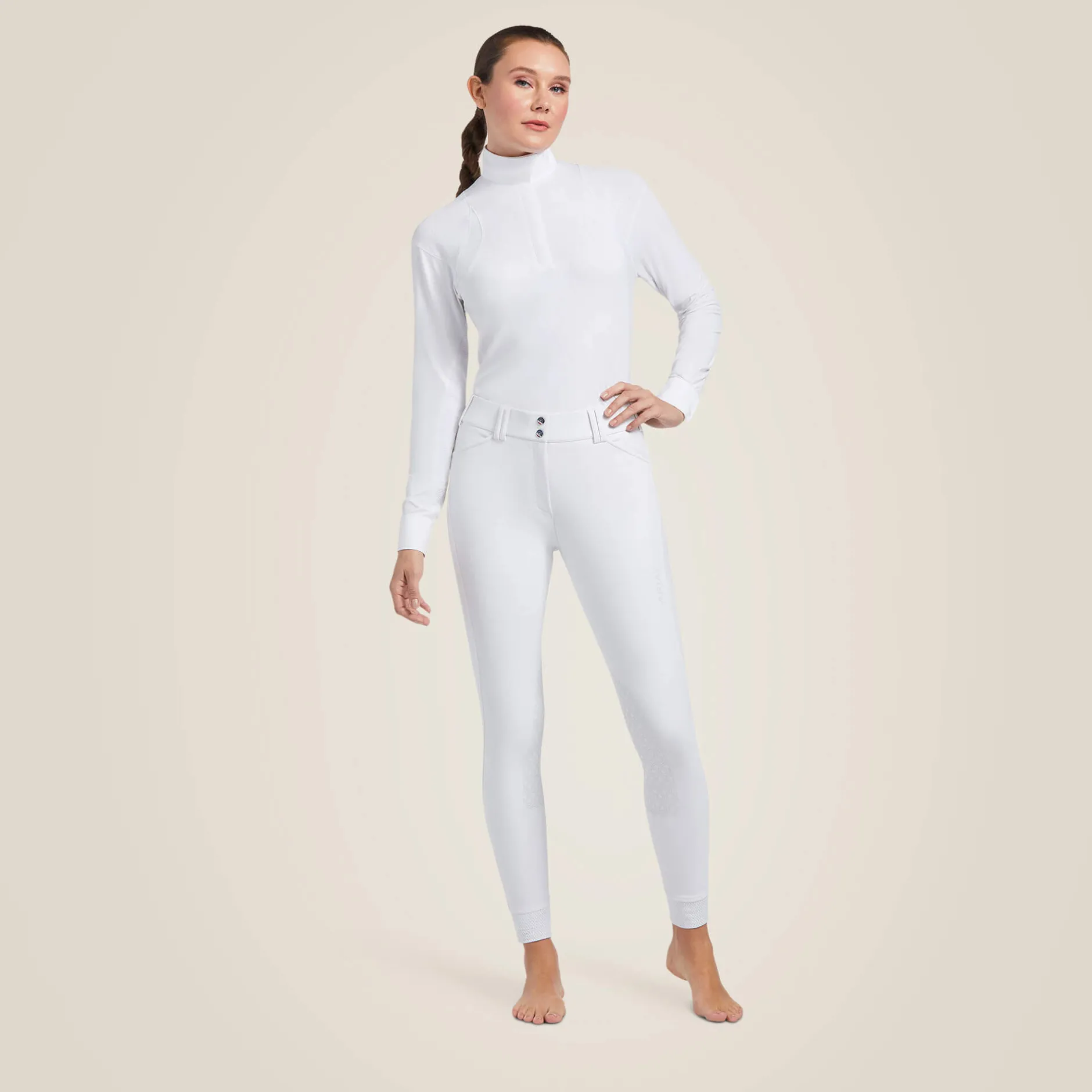 Ariat Reithosen- & Leggings|Turnierbekleidung*Tri Factor Grip Knee Patch Breech WHITE